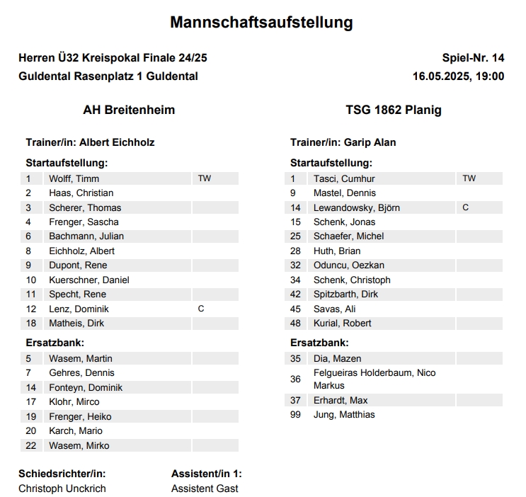 Aufstellung